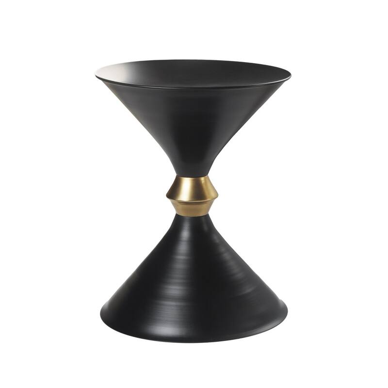 Black Iron Freeform End Table with Pedestal Base for Modern Interiors - 14” x 14” x 18” (D x W x H) - Black