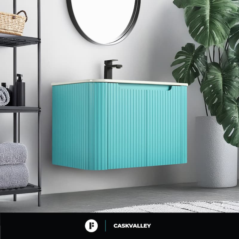 Caskvalley Modern Bathroom Vanity with Straight Fluted Design - Sink Included