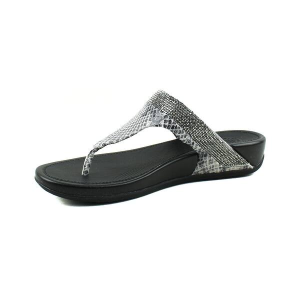 Shop Fitflop Womens Banda Crystal Snake Mink Gray Leather Toe