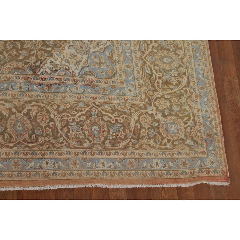 Traditional Large Kashan Persian Rug Hand-Knotted Wool Carpet - 9'7" x 14'4"