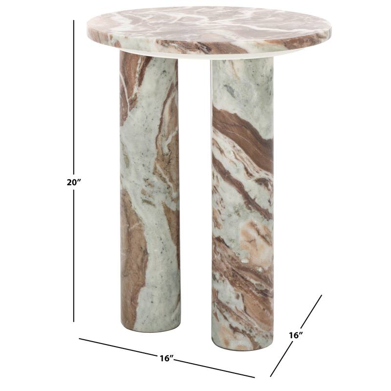 SAFAVIEH Couture Giabella Marble Accent Table - 16Wx16Dx20H - White/Brown