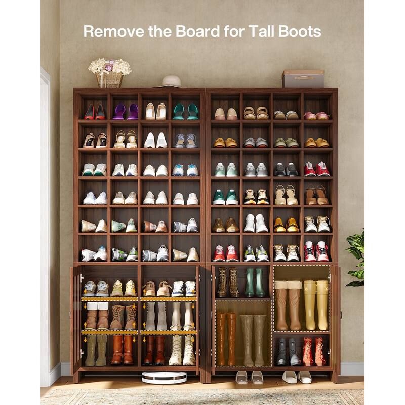70.9" Tall Shoe Storage Cabinet with Doors and 24 Cubbies
