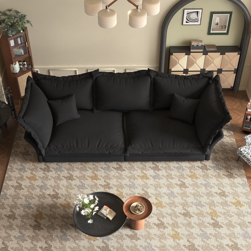 90.55" Modern Deep Seat Sofa Couches with Multiple Large Soft Pillows