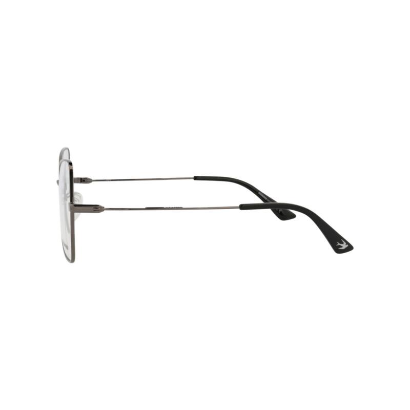 McQ Alexander McQueen Square-Frame Metal Optical Frames, Transparent Lens, Shiny Dark Ruthenium Frame