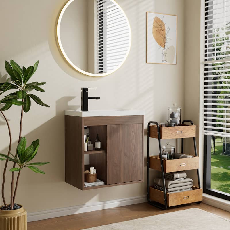 Single-Door Wall Cabinet with Integrated Basin