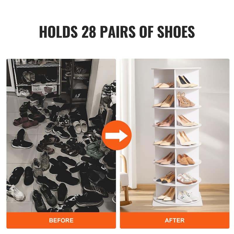 Rotating Shoe Rack Tower 360 Spinning Organizer for Closet or Entryway