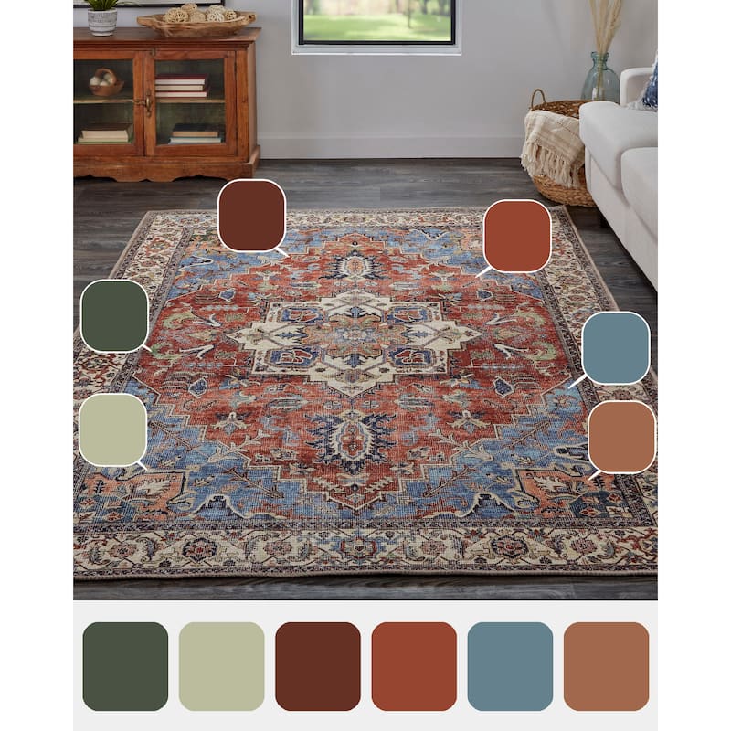 Grand Bazaar Prescott Machine Made Medallion Transitional Area Rug