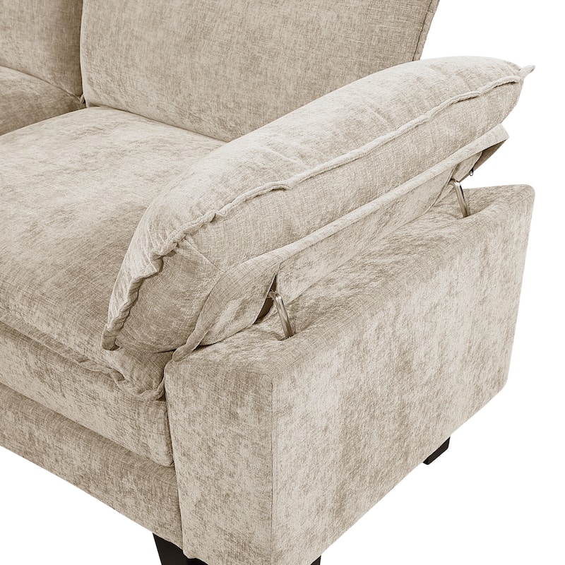 Terra 87" Chenille 2-Seater Loveseat - Adjustable Arm Pillows