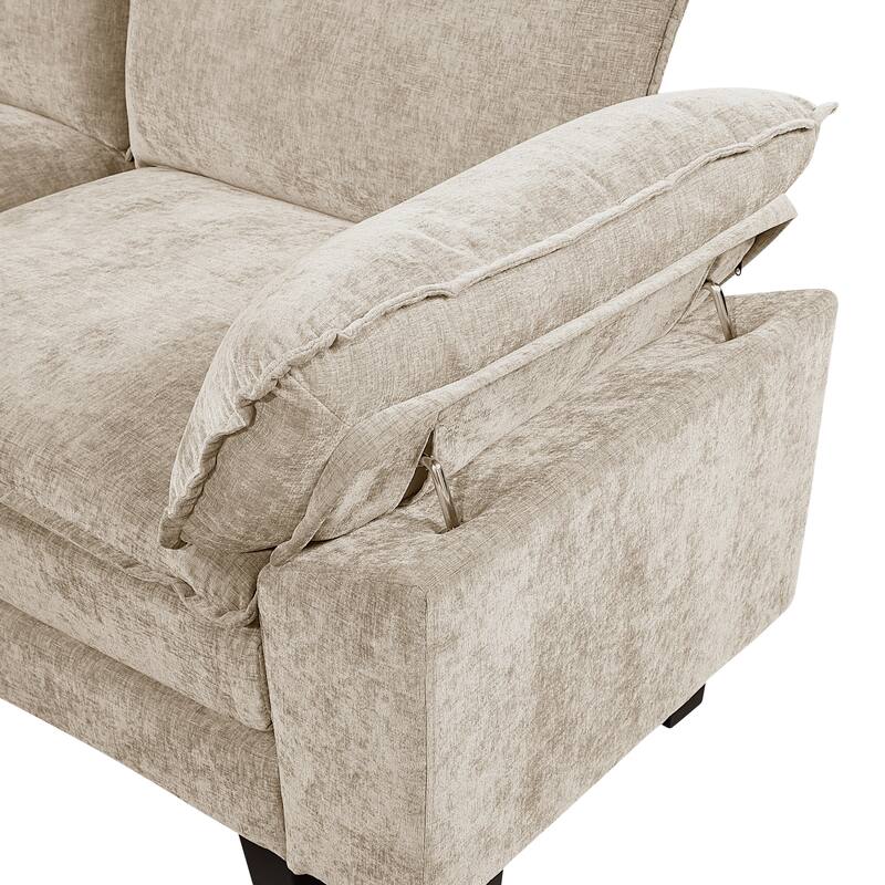 Terra Chenille 6-Piece Modular Sectional Sofa - Wood Finish Feet