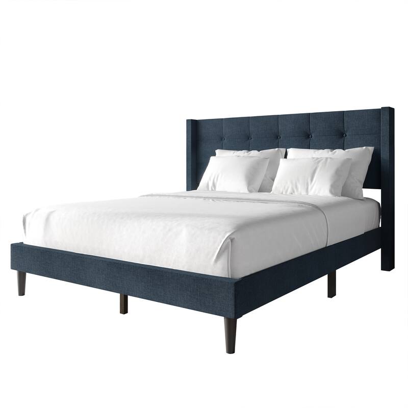 CraftPorch Elegance Wingback Upholstered Linen Bed