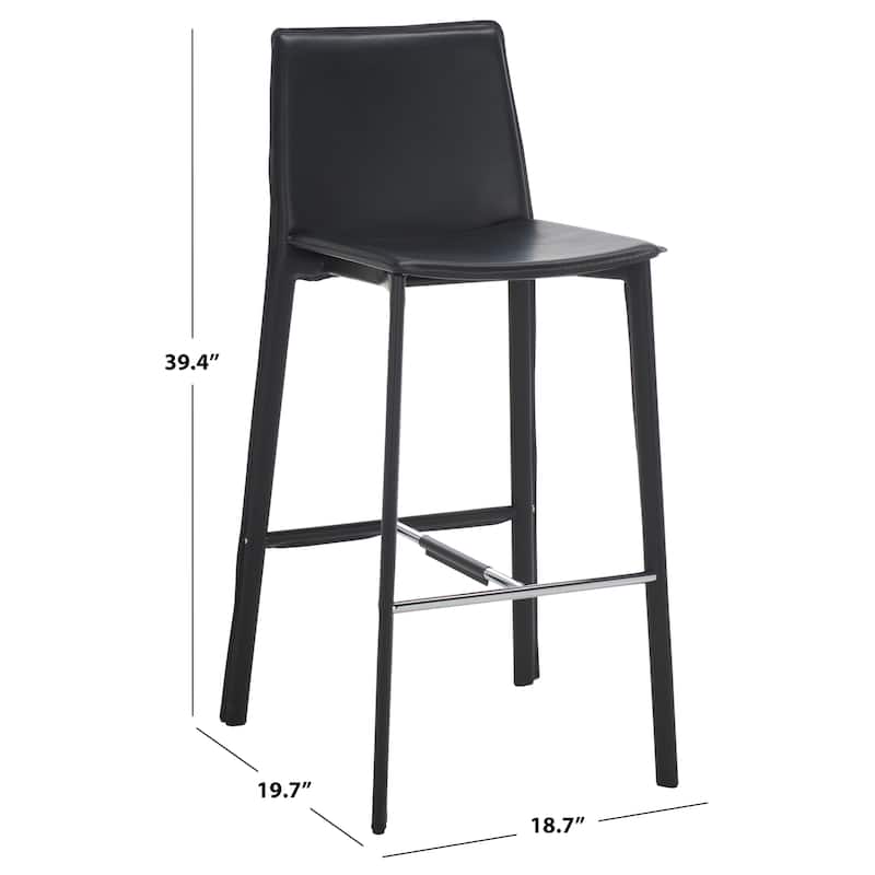 SAFAVIEH Marylou Faux Leather 29-inch Bar Stool (Set of 2) - 18.7" W x 19.7" L x 39.4" H - 19Wx20Dx39H