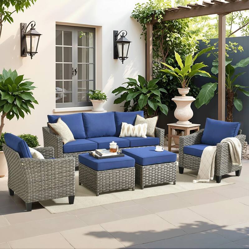 ​​OVIOS 5-Piece Outdoor Wicker Set With Ottoman