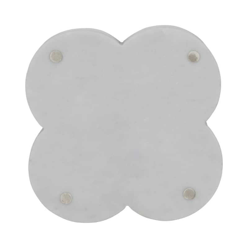Sagebrook Home 8" Dyer White Marble Trinket Tray, Flower Shape, 1"H - 8" x 8" x 1"