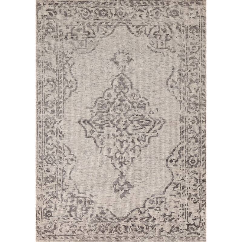 Geometric Moroccan Area Rug Hand-Knotted Wool Carpet - 5'2"x 7'7"