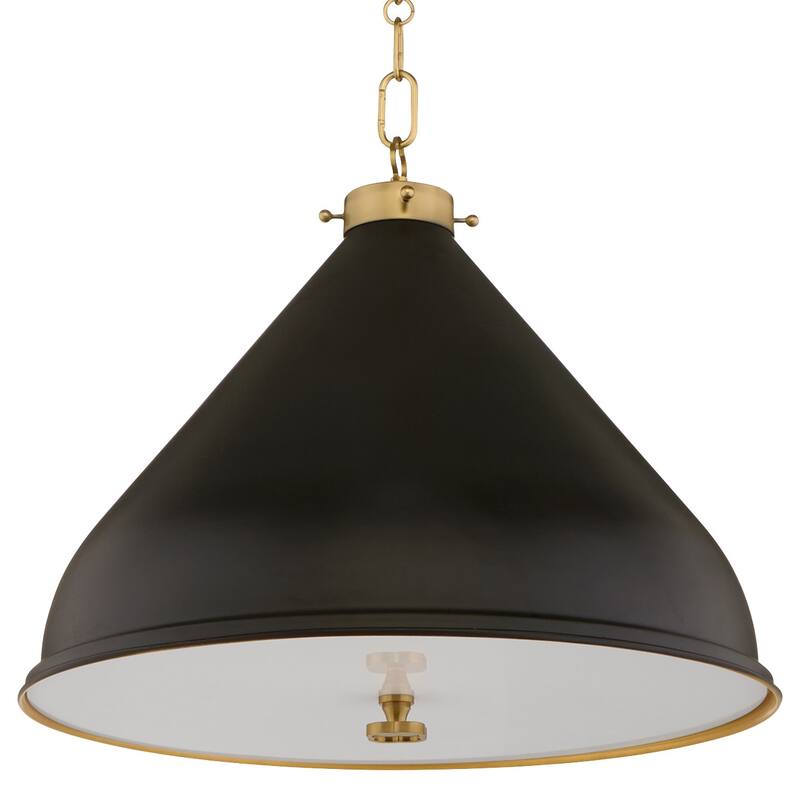 Quorum International 6863-20 Bonnel 20" Wide Pendant - Matte Black / Aged Brass