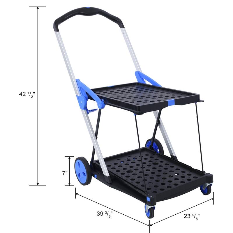 2-Tier Multi Use Functional Collapsible Shopping Carts with Baskets