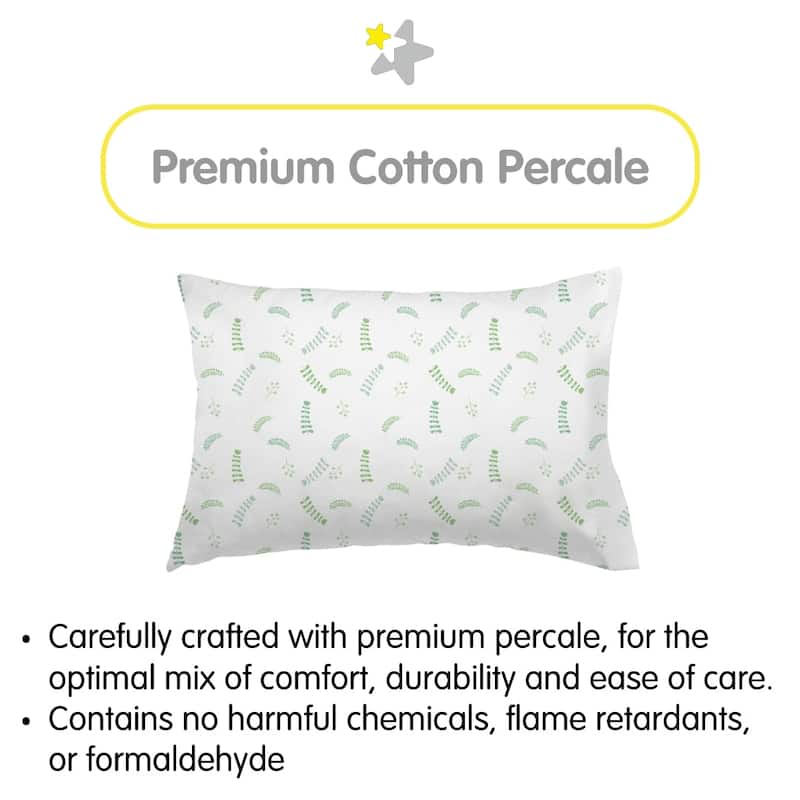 BreathableBaby Cotton Percale Pillowcase, For 13" x 18"/33 x 46 cm Toddler Pillow, Prints (2-Pack)