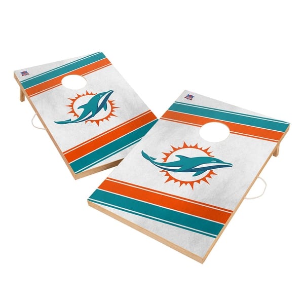 slide 2 of 5, Miami Dolphins NFL 2x4 Tailgate Cornhole Boards Include Carrying Case