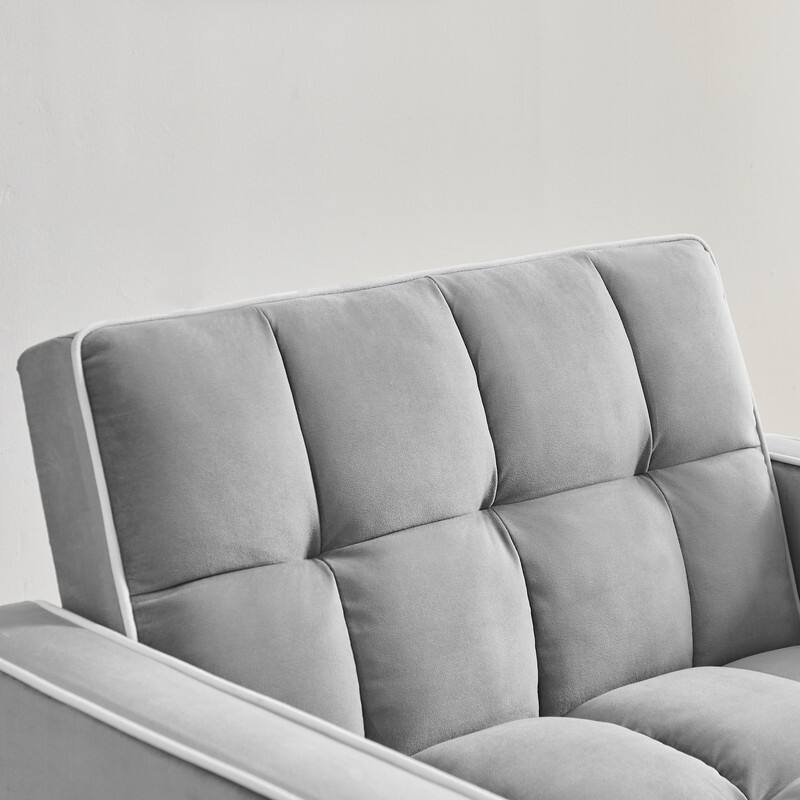 3 In1 Upholstered Sleeper Sofa with Poll out Bed,Adjustable Back and Side Pockets