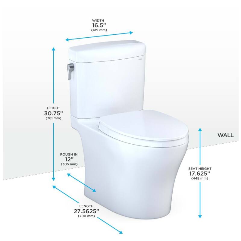 Toto MS436124CEMFGN#01 Aquia IV 0.9 / 1.28 GPF Dual Flush Two Piece Elongated Chair Height Toilet
