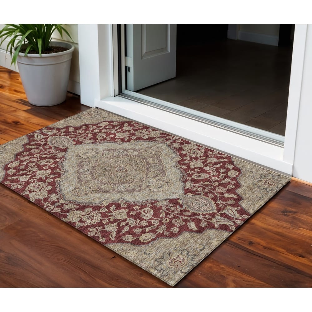 HomeRoots Oriental Traditional Rectangle Outdoor Rug