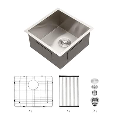 17" W x 17" D Square Single Bowl Kitchen Sink - 17" x 17"