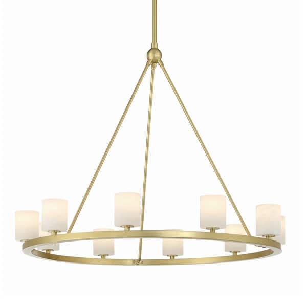 slide 2 of 7, Crystorama Lighting Group ARA-10265-ST Aragon 10 Light 35" Wide LED Soft Brass