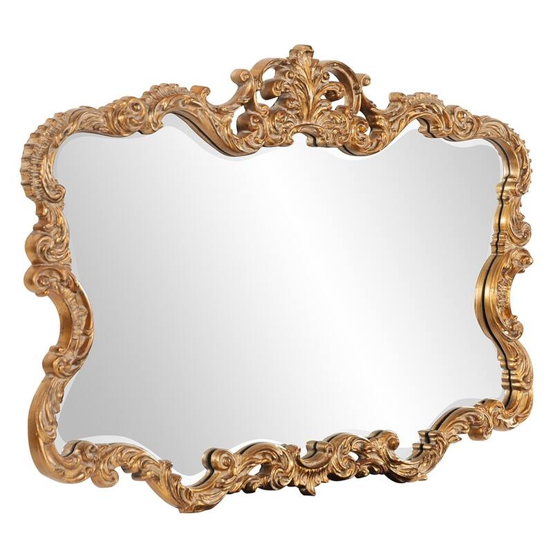 HomeRoots 27" Gold Ornate Scroll Framed Accent Mirror - 38