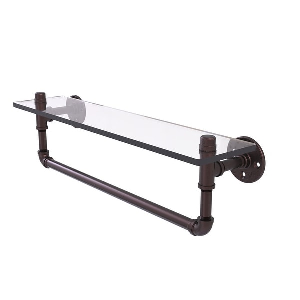 Allied Brass Pipeline Collection Glass Shelf with Towel Bar