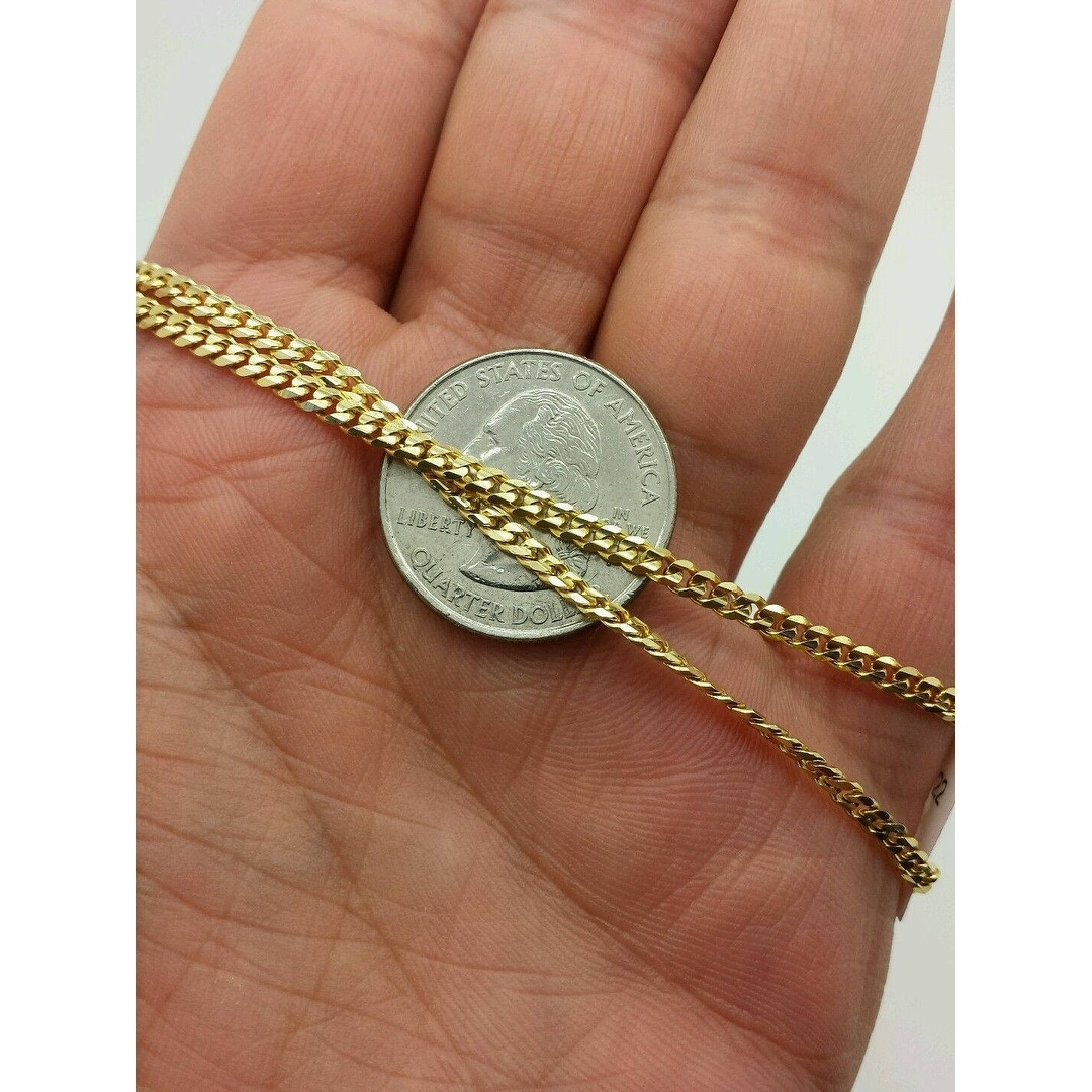 10K YELLOW GOLD 1.5MM-3.5MM CUBAN CHAIN CURB LINK PENDANT NECKLACE 16" 24" 10K YELLOW GOLD 1.5MM-3.5MM CUBAN CHAIN CURB LINK PENDANT NECKLACE 16" 24"
