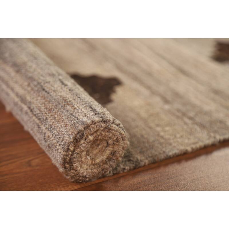 Geometric Kilim Modern Area Rug Hand-woven Wool Carpet - 5'1"x 6'6"