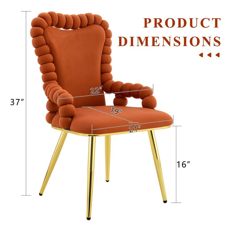 Dining Chairs Set of 2, Upholstered Dining Room Chairs with Metal Legs, Velvet Kitchen Chairs, Accent Chairs for Living Room