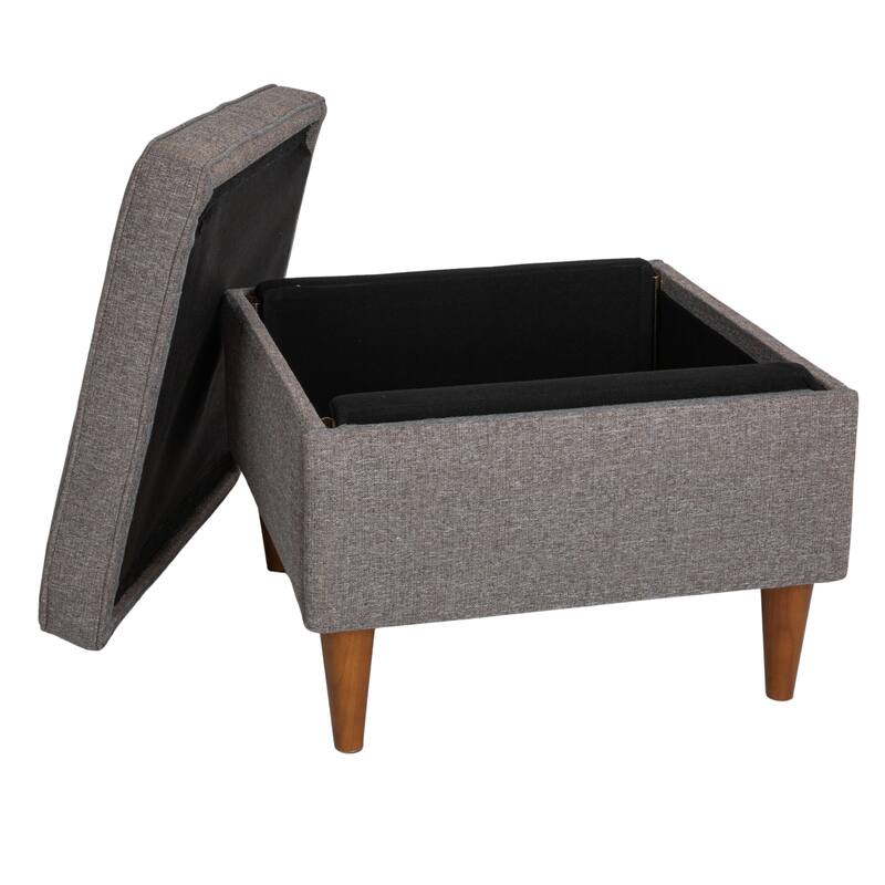 Atley Upholstered Ottoman with Storage and Solid Wood Legs