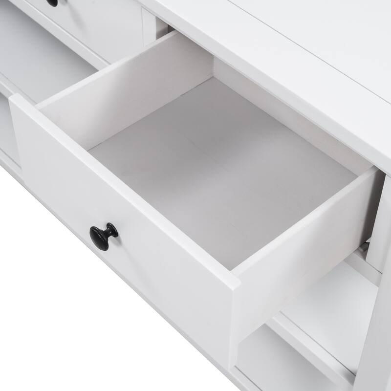 Console Table with Two Open Shelves - Antique White