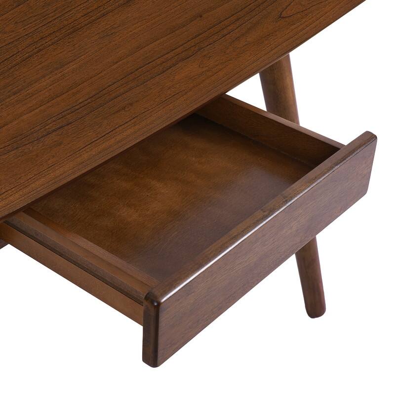 Modern Walnut Study Desk with Drawer - 53" Home Office Computer Table