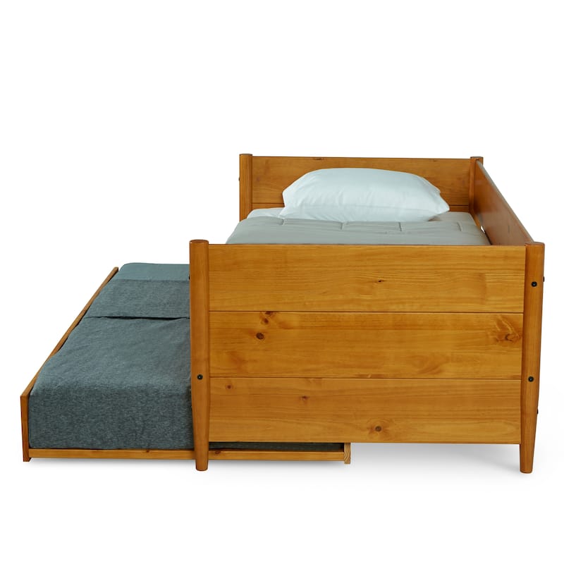 Mid-Century Modern Twin Size Day Bed with Twin Trundle