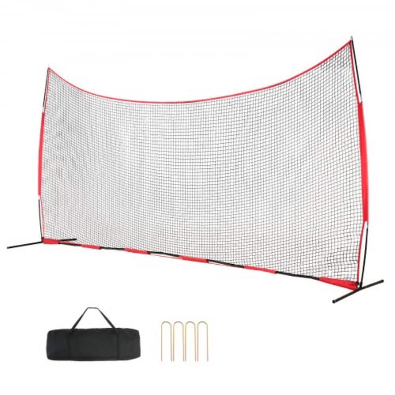 20 x 10 Feet Portable Ball Sports Barrier Protecting Netting with Carry Bag and Steel Pipe Base