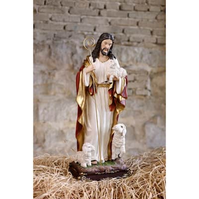 Good Shepherd Jesus Outdoor Garden Statue - 24"