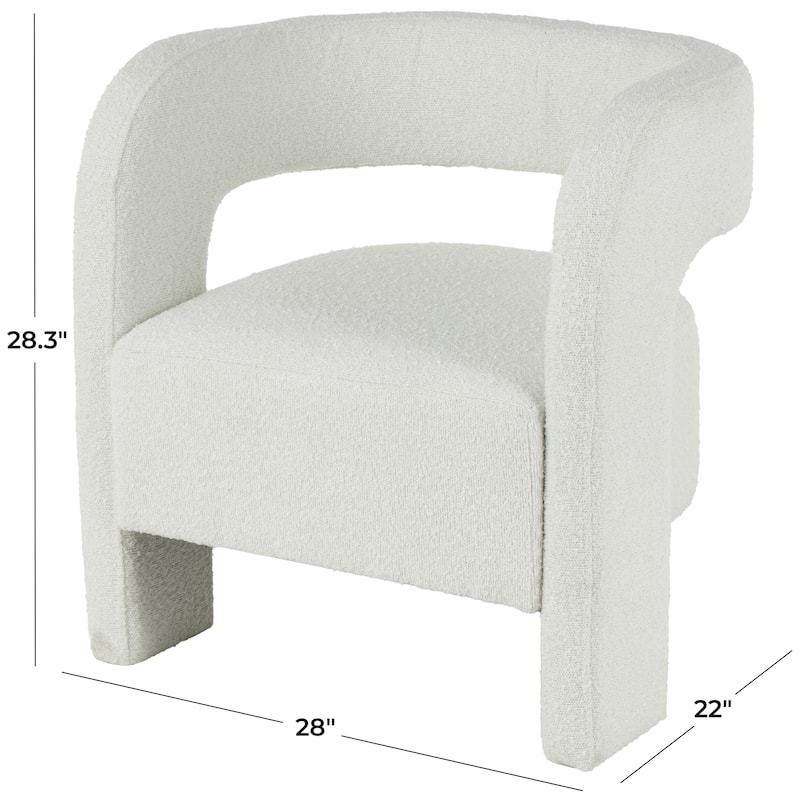 Polyester Curved Back Mid Century Modern Round Boucle Accent Chair - White - Roche River Decor - 22"W x 28"L x 28"H