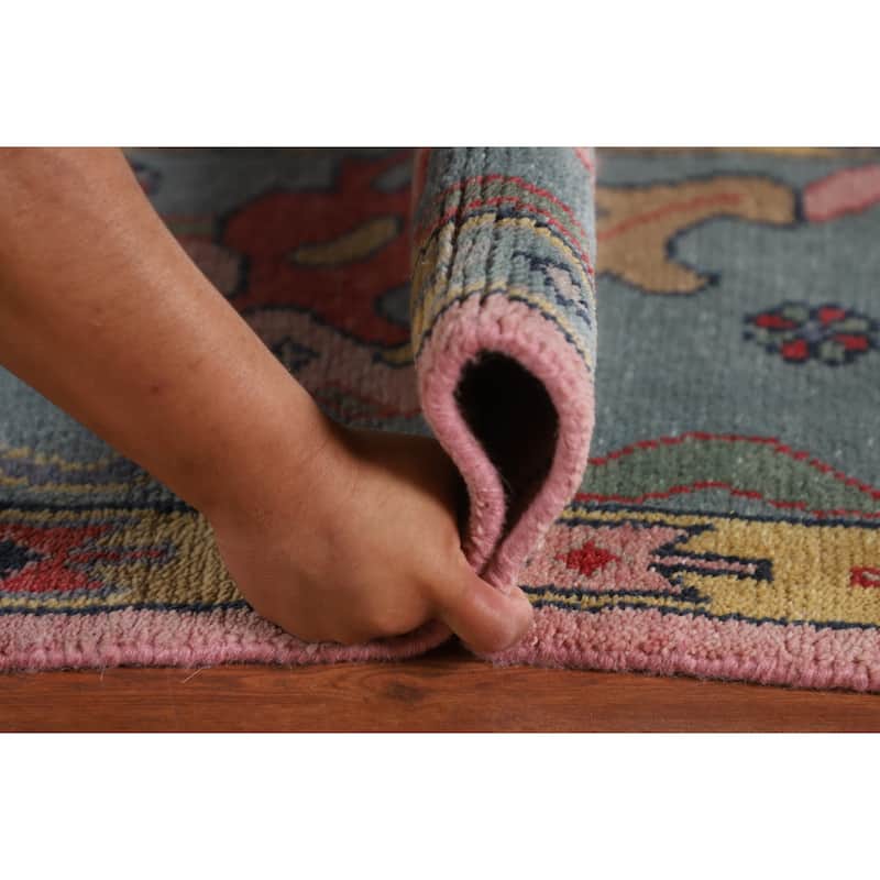 Pink Oushak Oriental Area Rug Hand-Knotted Wool Carpet - 8'10" x 12'0"