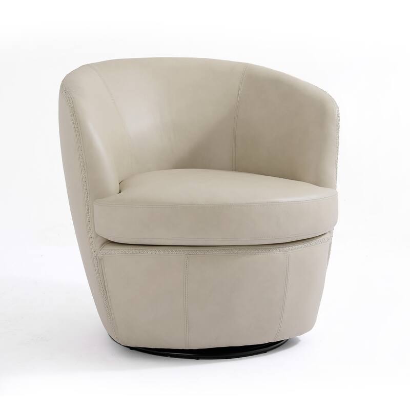 Modern Upholstery Barrel Swivel Chair Faux Leather
