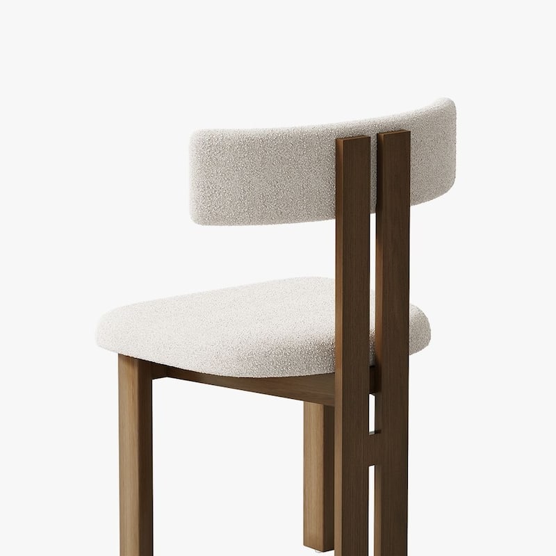 Mid-Century Modern Wood Dining Chairs Set of 2,White & Walnut Side Chairs, Fully Assembled