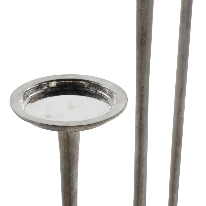 Aluminum Metal Tall Candle Holder - Set of 3 Silver or Dark Gray - Roche River Decor