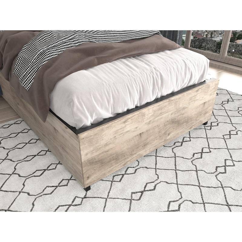 Twin Size Metal Storage Bed with Storage Headboard, Charging Station, and LED Lights