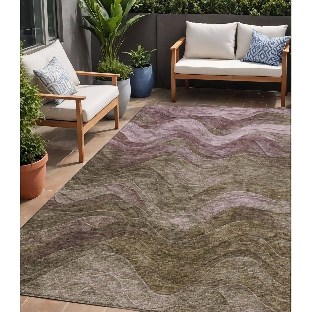 HomeRoots Abstract Transitional Rectangle Outdoor Rug