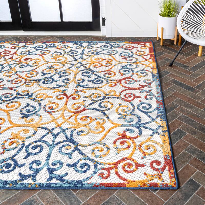 JONATHAN Y Cetara Scroll Trellis Indoor/Outdoor Area Rug