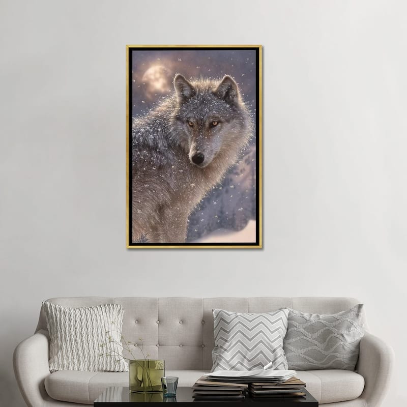 iCanvas "Lone Wolf, Vertical" by Collin Bogle Framed Canvas Print