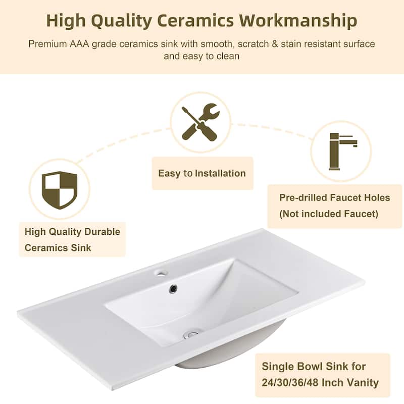 CB HOME 24''/30''/36''/48''/60'' Wall Mounted Bathroom Vanity with Sink, OAK Floating Bathroom Vanity Cabinet with Sink,Drawers.