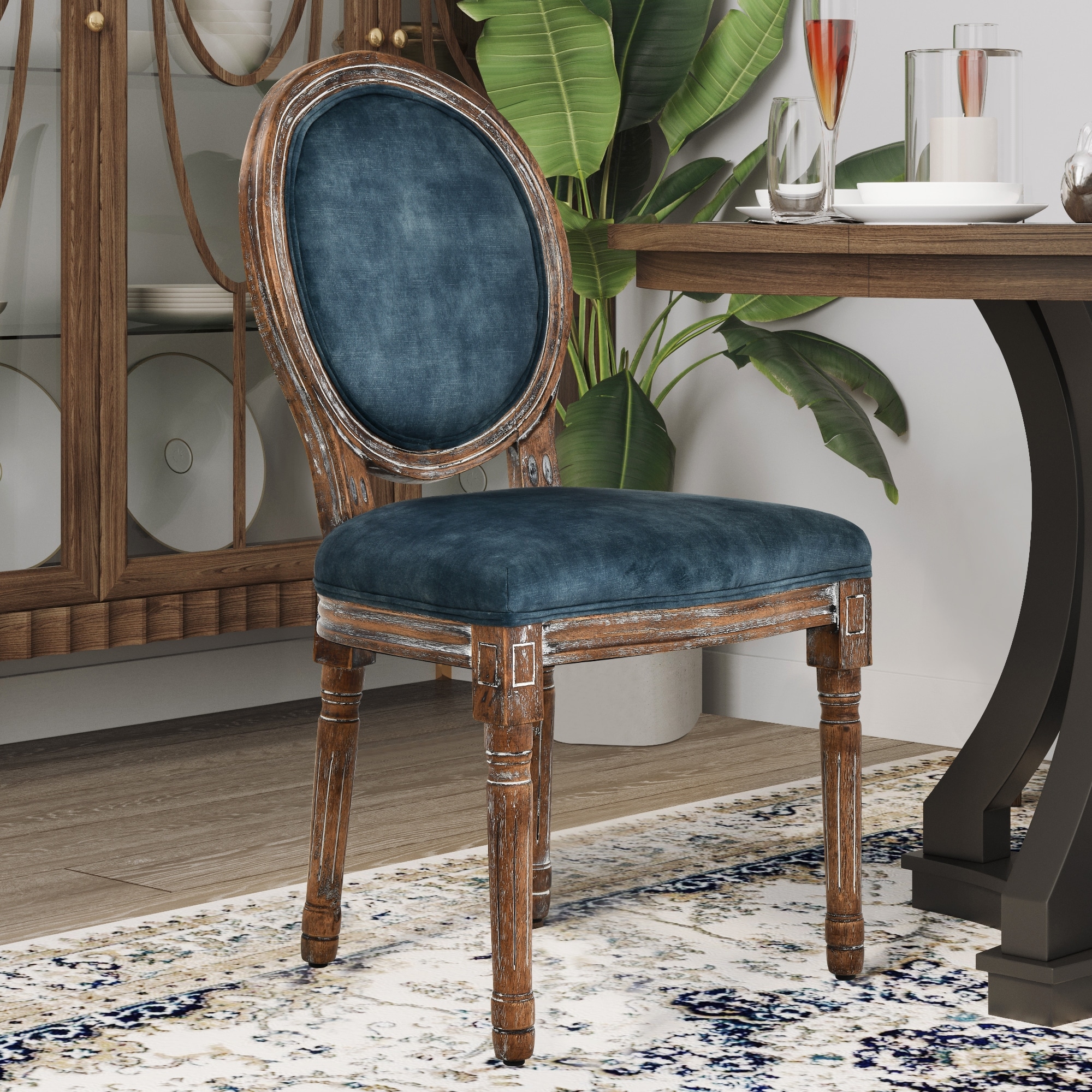 Navy louis dining chair sales