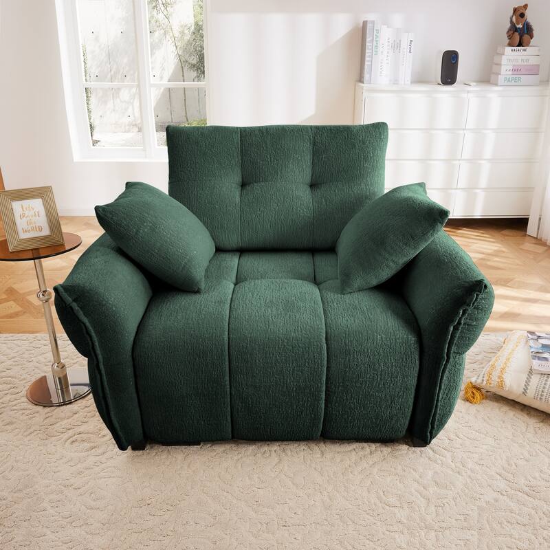 Roomfitters 47" Single Seater Modular Sofa, Ergonomic Deep Seat Chenille Armchair with Pillows - Green